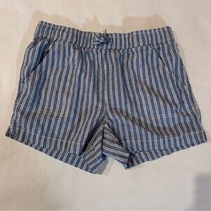Old Navy Shorts Blue White Striped Linen Blend Girls Large 10-12